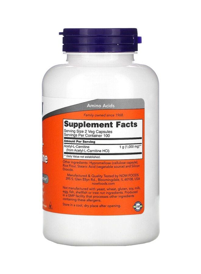Now Foods 2-Piece Acetyl L-Carnitine Dietary Supplement - 200 Capsules - Image 2