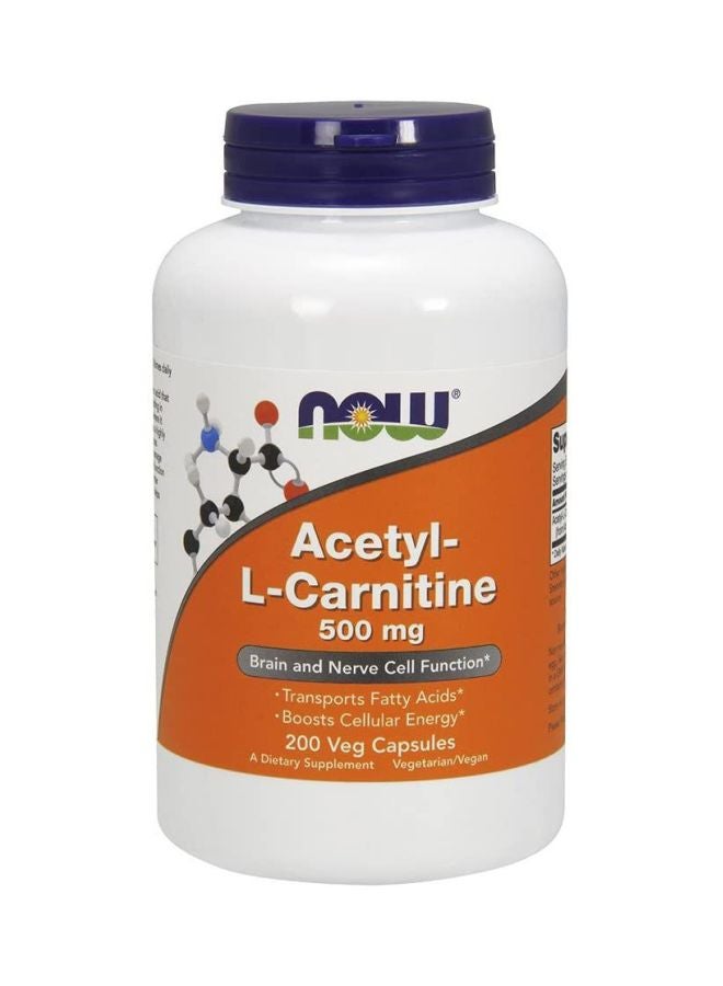 Now Foods 2-Piece Acetyl L-Carnitine Dietary Supplement - 200 Capsules - Image 1