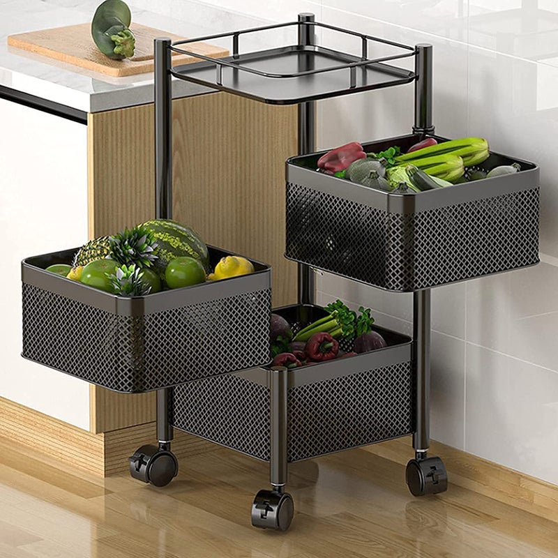 Darkpyro Kitchen Trolley with Wheels Kitchen Organizer Items and Storage for Kitchen Organizer and Kitchen Accessories Items BlackLayer 3 Pack of 1 - Image 3