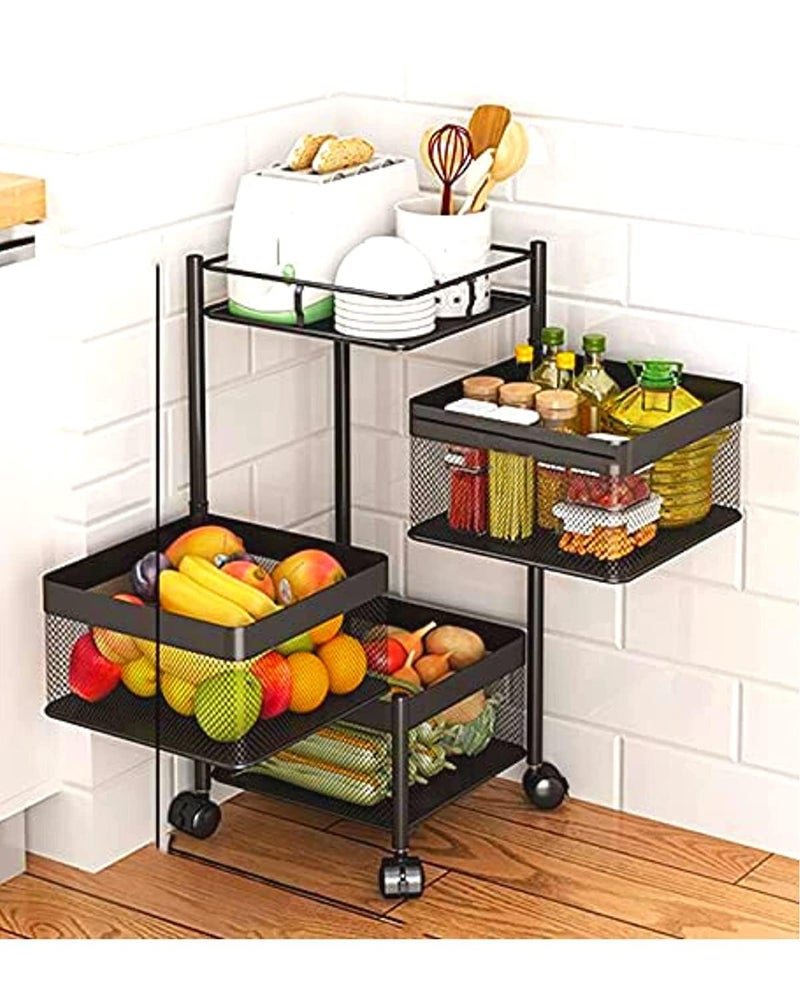 Darkpyro Kitchen Trolley with Wheels Kitchen Organizer Items and Storage for Kitchen Organizer and Kitchen Accessories Items BlackLayer 3 Pack of 1 - Image 1