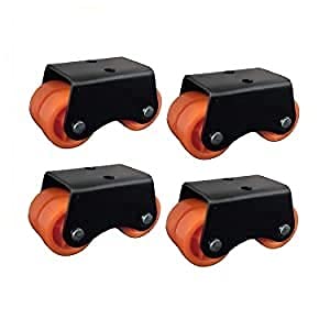 Mishrit 4 x Fix Castor Wheel Four Nylon Wheel for Furniture Table Trolley Double Bed 300Kg Load Capacity 1 Set4 Wheel - Image 1