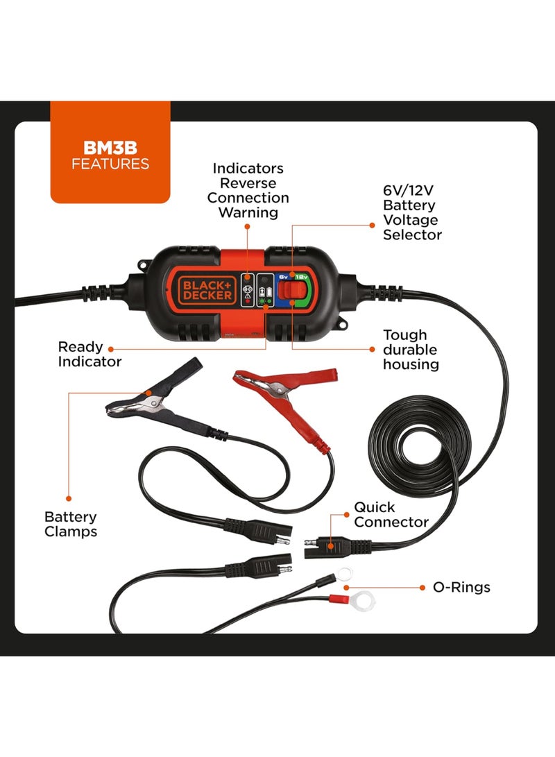BLACK+DECKER Renewed - 6V and 12V Battery Charger/Maintainer (BM3B) - Image 3