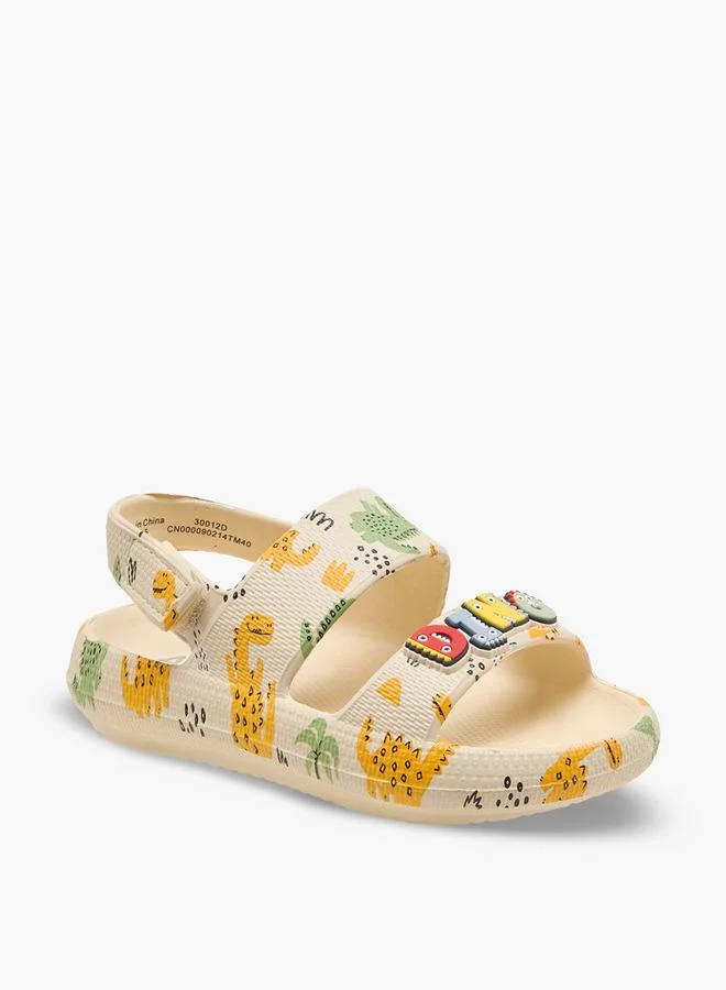 Aqua Boys Dinosaur Print Hook & Loop Sandals