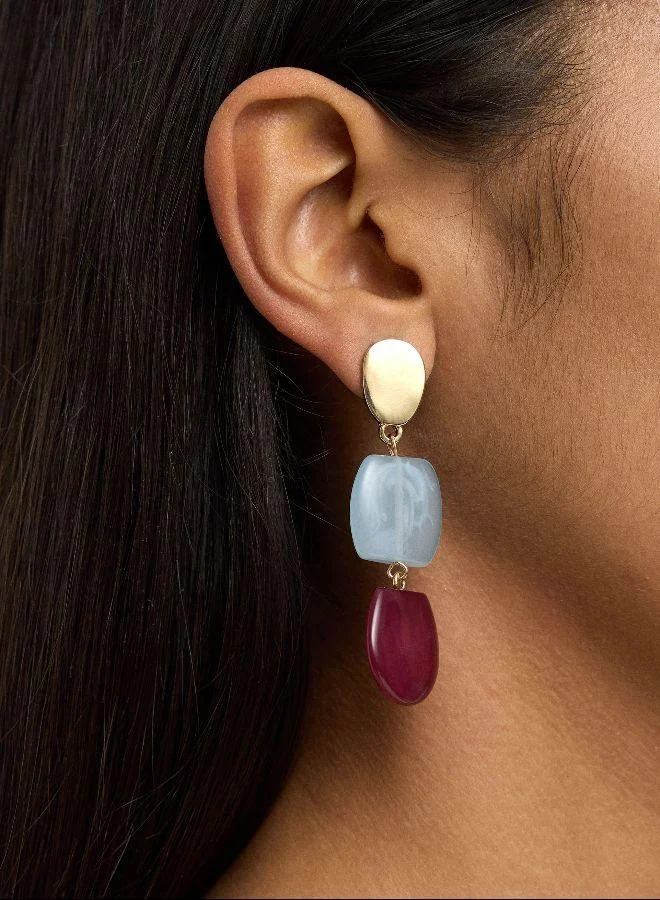 بارفوا أقراط طويلة بتأثير حجر