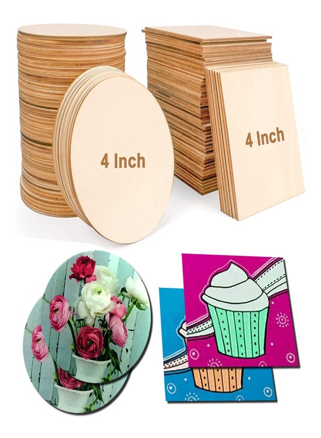 SWAGSTATION مجموعة SWAGSTATION من قطع MDF فارغة لأعمال DIY، والفنون، والديكوباج، والوسائط المتعددة، وسجلات القصاصات، ومستلزمات الحرف اليدوية. قواعد أكواب مربعة ودائرية فارغة مقاس 4 بوصة، 12 قطعة - Image 1