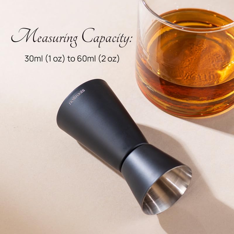 Nestroots Peg Measurer 30/60ml | Dual-Sided Stainless Steel Jigger in Black Finish | Premium Cocktail Bar Tool for Precision Pouring, Beverage Mixing & Festive Gatherings - Image 3
