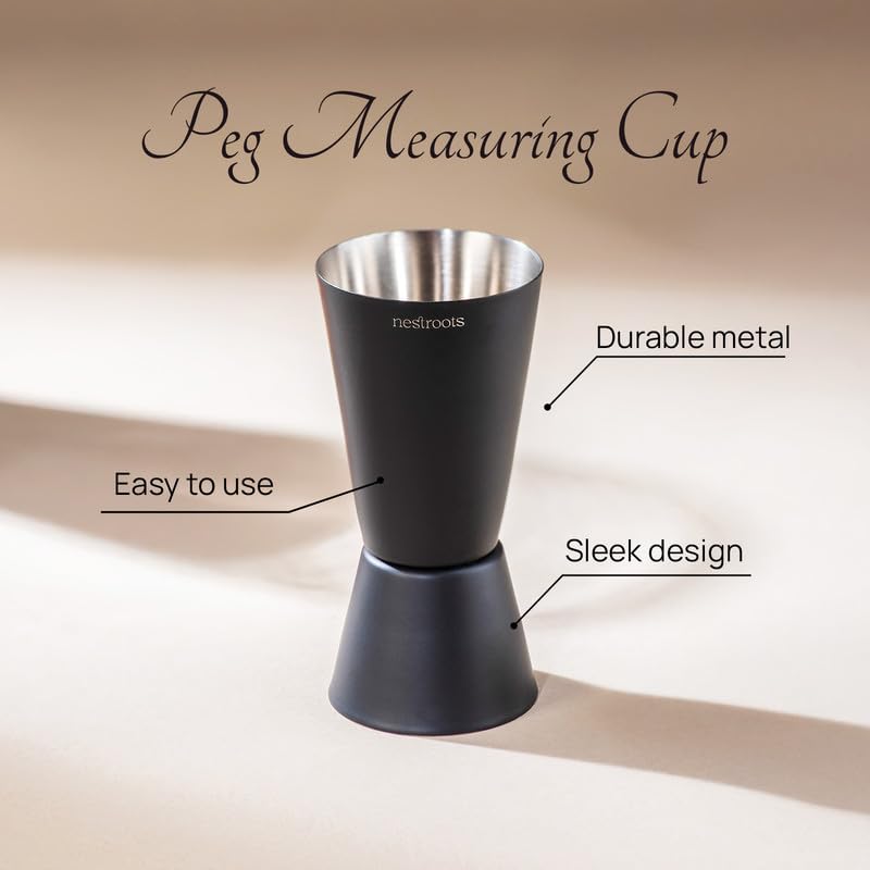 Nestroots Peg Measurer 30/60ml | Dual-Sided Stainless Steel Jigger in Black Finish | Premium Cocktail Bar Tool for Precision Pouring, Beverage Mixing & Festive Gatherings - Image 4
