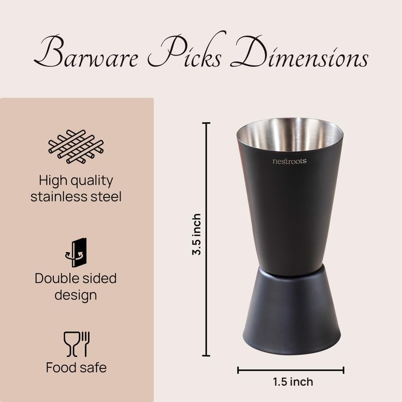 Nestroots Peg Measurer 30/60ml | Dual-Sided Stainless Steel Jigger in Black Finish | Premium Cocktail Bar Tool for Precision Pouring, Beverage Mixing & Festive Gatherings - Image 2