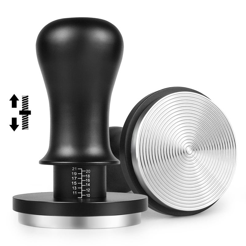 NOTSEK Coffee Tamper 54mm Calibrated Spring Loaded 54mm Tamper with 30lbs Contact Pressure 304 Stainless Steel Espresso Tamper Ripple Base for Sage Portafilter Black