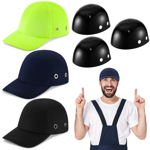 Henoyso 3 Pcs Bump Cap Baseball Hat Style Hard Hat Helmet Safety Cap Breathable Lightweight Safety Hat for Men Women, Comfortable Head Protection Cap, 3 Colors - Image 1