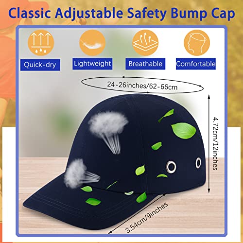 Henoyso 3 Pcs Bump Cap Baseball Hat Style Hard Hat Helmet Safety Cap Breathable Lightweight Safety Hat for Men Women, Comfortable Head Protection Cap, 3 Colors - Image 2