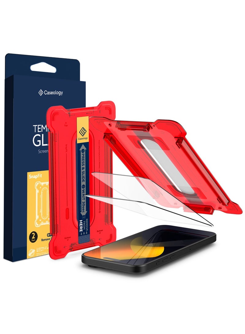 Caseology Snap Fit iPhone 16 Pro Screen Protector Premium Tempered Glass - Case Friendly with Sensor Protection [2 PACK] - Image 1