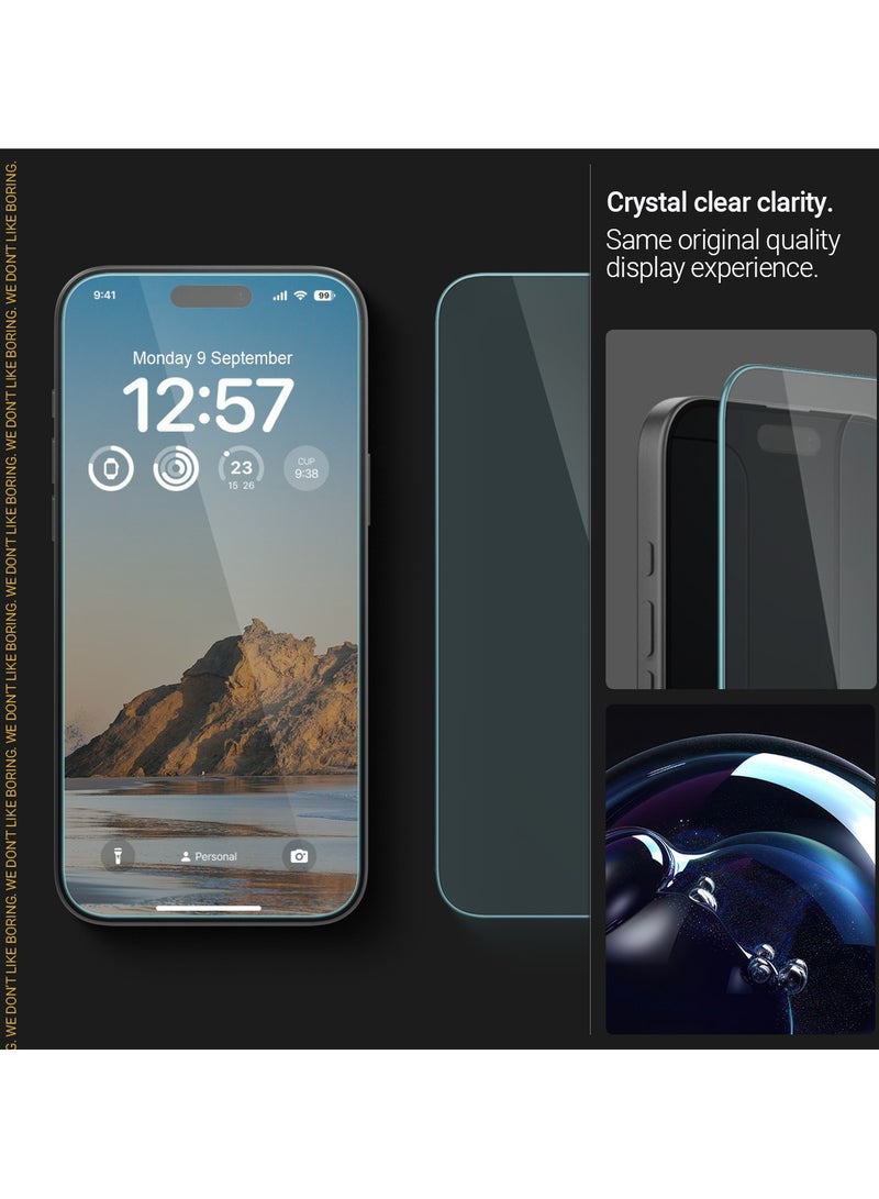 Caseology Snap Fit iPhone 16 Pro Screen Protector Premium Tempered Glass - Case Friendly with Sensor Protection [2 PACK] - Image 3