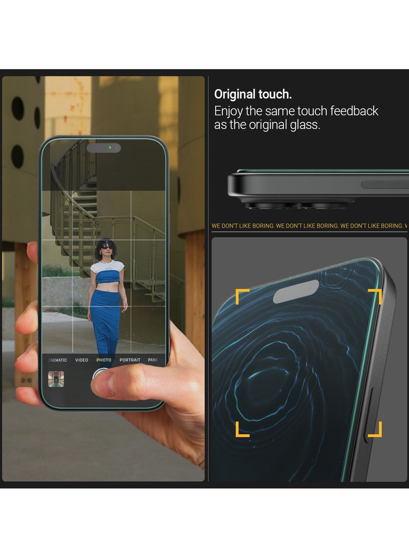 Caseology Snap Fit iPhone 16 Pro Screen Protector Premium Tempered Glass - Case Friendly with Sensor Protection [2 PACK] - Image 4