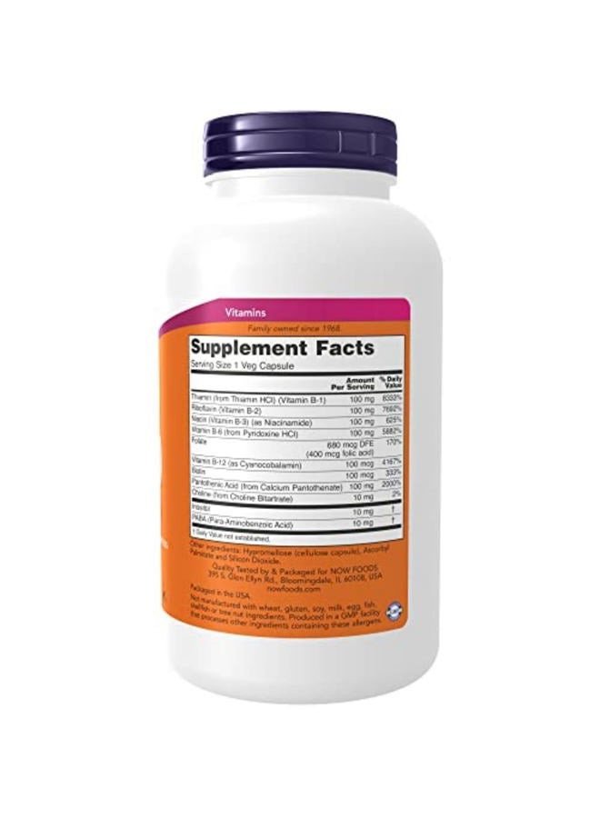 now Supplements, Vitamin B-100, Energy Production*, Nervous System Health*, 250 Veg Capsules - Image 2