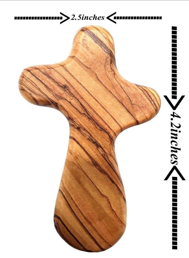 Zuluf Set of 2 Olive Wood Holding Comfort Crosses 4.2" - Holy Land Wooden Prayer Hand Cross - Palm Cross to Hold - Christian Gift with Certificates CRS099 - Image 2