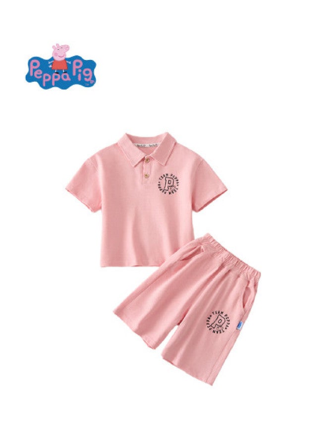 Peppa Pig 25 Summer Thin Boys' Short Sleeve & Shorts Set Girls' Polo Collar Soft Breathable Two-piece Outfit - Image 1