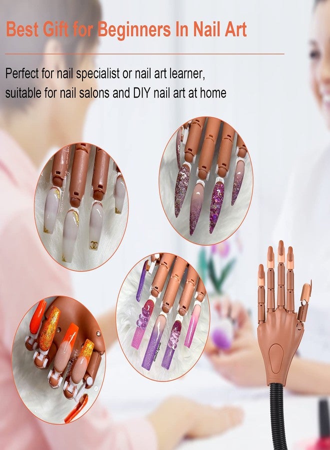 MEKK Practice Hand for Acrylic Nails Flexible Nail Practice Hand Never Fall off Nail Trainning Hand Kits Nail Tech Must Haves with Nail Files, Brush, Acrylic Nail Clipper and Nail Tips - Image 4