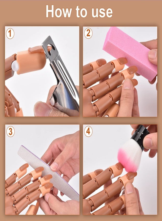 MEKK Practice Hand for Acrylic Nails Flexible Nail Practice Hand Never Fall off Nail Trainning Hand Kits Nail Tech Must Haves with Nail Files, Brush, Acrylic Nail Clipper and Nail Tips - Image 5