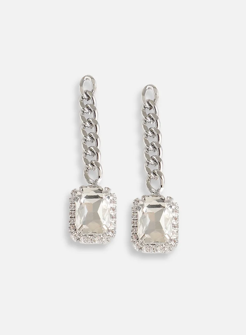 سوهي قرط متدلي للحفلات مصنوع من الفضة ومطلي بالفضة