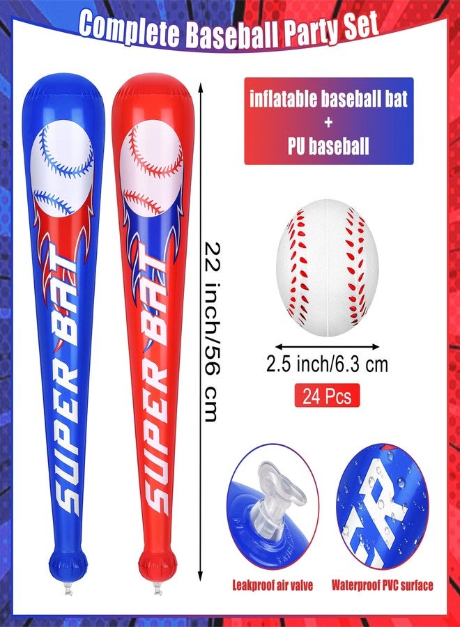 Fovths 24 Sets Inflatable Baseball Bats and Mini Foam Baseball Sports Stress Ball Sports Party Prizes for Birthday Party Supplies Sport Theme Toy - Image 2