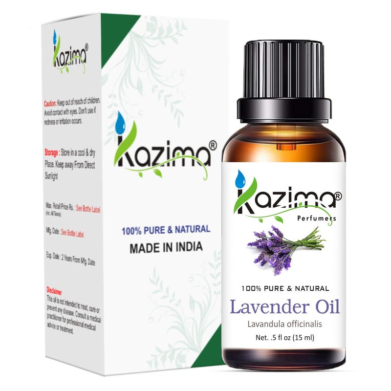 KAZIMA Combo of Lavender Oil and Lemongrass Oil - 100% Pure Essential Oil for Hair Growth, Skin Care, Aromatherapy, 15 ml each - Image 2