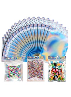 Y&D 100PCS Ziplock Bag Creative Holographic Bags, DELFINO 3.3'' x 5.1'' Multi-use Jewelry Resealable Smell Proof Bags Rainbow Color Foil Pouch Cosmetic Packaging  - Image 1
