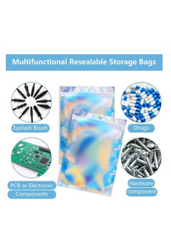 Y&D 100PCS Ziplock Bag Creative Holographic Bags, DELFINO 3.3'' x 5.1'' Multi-use Jewelry Resealable Smell Proof Bags Rainbow Color Foil Pouch Cosmetic Packaging  - Image 2