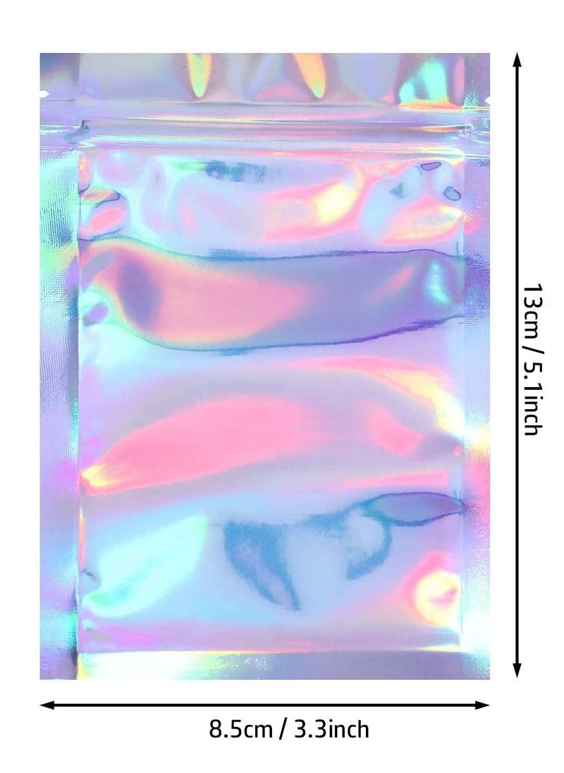 Y&D 100PCS Ziplock Bag Creative Holographic Bags, DELFINO 3.3'' x 5.1'' Multi-use Jewelry Resealable Smell Proof Bags Rainbow Color Foil Pouch Cosmetic Packaging  - Image 4