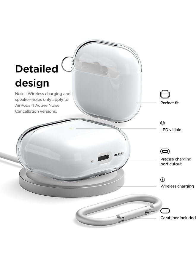 erorex - Clear Case Compatible With Airpods 4 Case Compatible With Airpods 4Th Generation Case Carabiner Included Reduced Yellowing Wireless Charging Shock Resistant Full Protection Transparent - Image 1