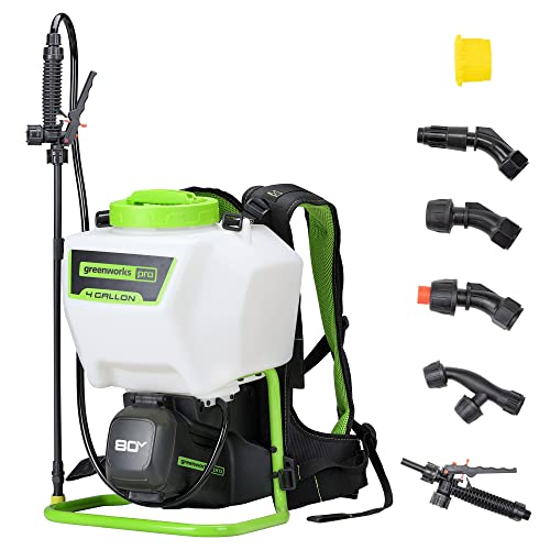 رشاش ظهر يعمل بالبطارية Greenworks 80V سعة 4 جالون مع 5 رؤوس ضغط 70PSI لمكافحة الأعشاب الضارة ومكافحة الآفات وتعقيم الحدائق رشاش عالي الضغط بدون سلك للاستخدام التجاري أداة فقط