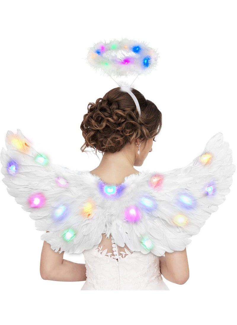 VUCATIN Three Piece Children's Role Play Costume Set with LED Lights Wand and Halo Wings for Masquerade Role Play Party (3PCS)  - Image 2
