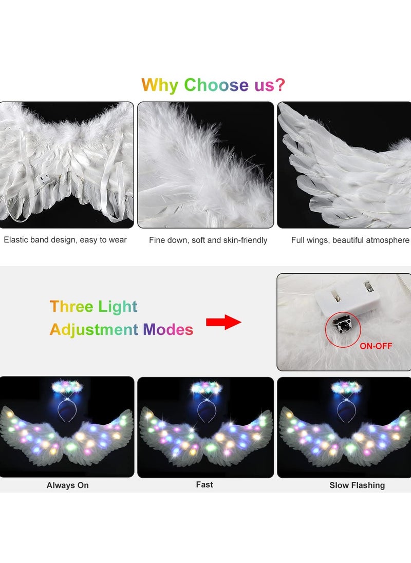 VUCATIN Three Piece Children's Role Play Costume Set with LED Lights Wand and Halo Wings for Masquerade Role Play Party (3PCS)  - Image 4