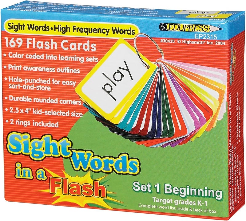 Edupress Sight Words in a Flash Set 1 - 169 Color-Coded Flash Cards for Early Learning - Image 1