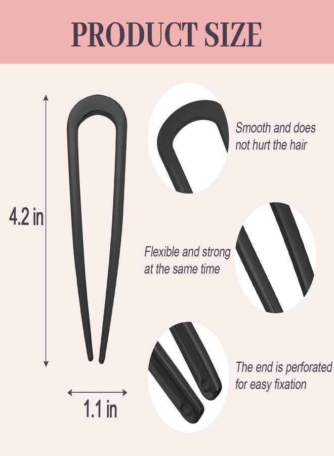 JIRIS 2PCS 4.2Inch French Hair Pins U-Shaped Pins for Women and Girls Fashion Metal Hair Pin French Twist Hair Pins for Buns, Updos,Stylish and Functional(set1-black) - Image 2