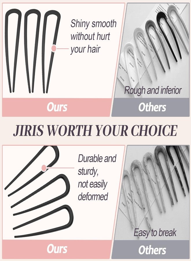 JIRIS 2PCS 4.2Inch French Hair Pins U-Shaped Pins for Women and Girls Fashion Metal Hair Pin French Twist Hair Pins for Buns, Updos,Stylish and Functional(set1-black) - Image 3