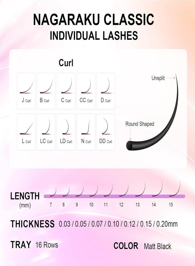 NAGARAKU Eyelash Extensions Individual Lashes 0.07 Thickness 7-15mm Mix Length Synthetics Lashes Classic 16 rows Matte Black Soft Natural (7mm-15mm Mix Length, 0.07 B) - Image 4