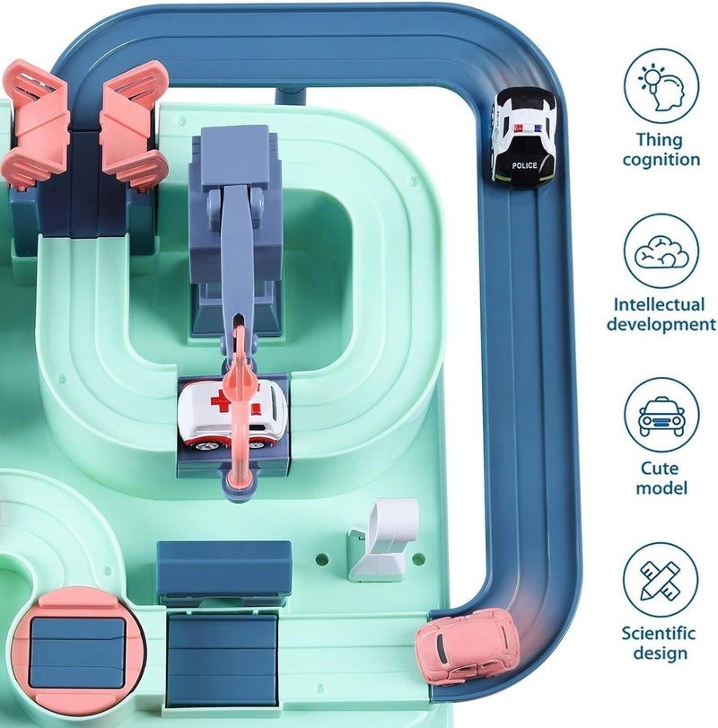 SCIENISH Cars Track Educational Toy Car Adventure Toy, Puzzle Racer Kids Car Track Set, Toddler Car Track Car Adventure Toy 4 Mini Cars, Preschool Educational Cars Race - Image 2