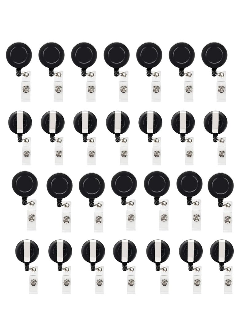 MARKQ [عبوة من 100] بكرة شارة قابلة للسحب باللون الأسود مع مشبك - حامل هوية متين مع حزام فينيل شفاف - بكرة شارة آمنة لبطاقات الهوية والمفاتيح - Image 1