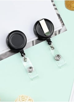 MARKQ [Pack of 100] Black Retractable Badge Reel with Clip – Durable ID Holder with Clear Vinyl Strap – Secure Badge Reel for ID Cards and keys  - Image 2