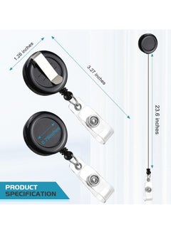 MARKQ [Pack of 100] Black Retractable Badge Reel with Clip – Durable ID Holder with Clear Vinyl Strap – Secure Badge Reel for ID Cards and keys  - Image 3