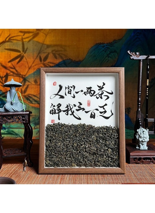 Generic Tea Room Desktop Ornaments Calligraphy And Painting Chinese Style Living Room Decorations Office Photo Frame Table Creative Gifts-Color:10inch [frame Frame + Tea + Calligraphy And Painting] [27.6*22.5cm] - Keep Your Love Running To The Mountains And Seas  - Image 4