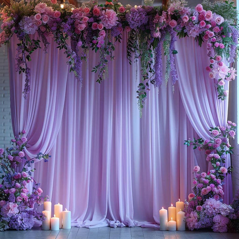ESGOTBME 10x10ft Wrinkle Free Lavender Backdrop Curtain for Parties Soft Fabric Drapes Wedding Curtain Backdrop for Birthday Party Decorations Background for Photography 5x10ft,2 Panels - Image 1