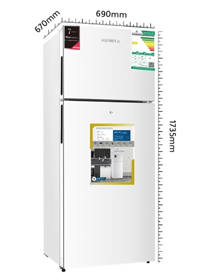 Double Door Refrigerator 396L , 295L Fridge, 101L Freezer, Electronic Control, Automatic Defrost, Energy Efficiency SASO D Class, 42dB Noise Level, 2 Adjustable Glass Shelves, 4 Transparent Door Balconies, Inner Light, Lock & Key | White Color | AR-580RNK