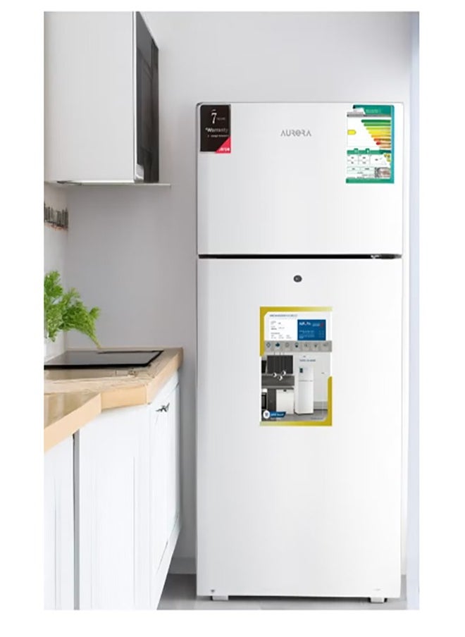Double Door Refrigerator 396L , 295L Fridge, 101L Freezer, Electronic Control, Automatic Defrost, Energy Efficiency SASO D Class, 42dB Noise Level, 2 Adjustable Glass Shelves, 4 Transparent Door Balconies, Inner Light, Lock & Key | White Color | AR-580RNK
