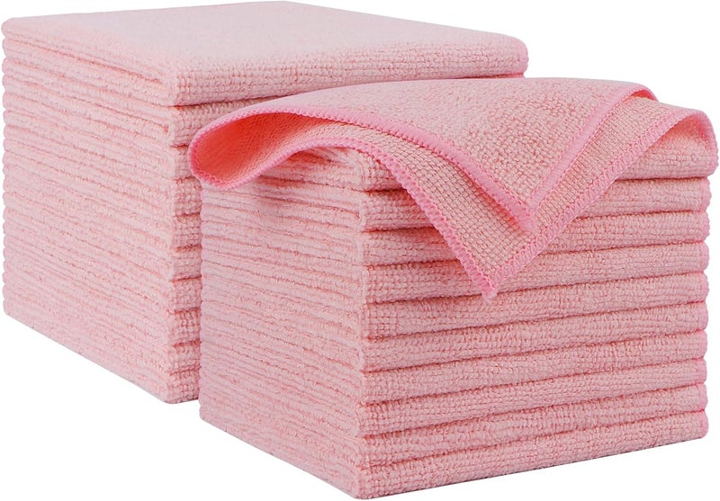 AIDEA Microfiber Cleaning Cloth Pink 20PK, Microfiber Towels for Cars, Premium Car Cloths, Dusting Cloth Lint Free Cleaning Rags for SUVs, House, Kitchen, Window, Workshops,12×12" - Image 1