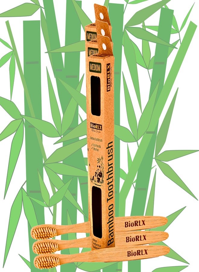 BioRLX Bamboo Toothbrush - Biodegradable Wooden Toothbrushes, Natural BPA Free - Wooden Toothbrush, Eco-Friendly - Compostable and Durable (Two Pieces, Medium) - Image 3