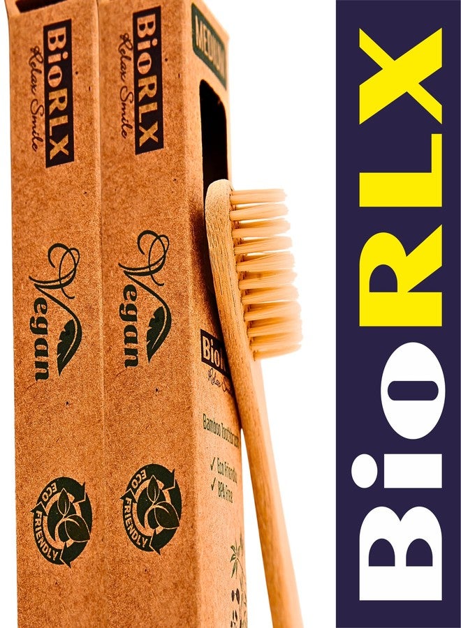 BioRLX Bamboo Toothbrush - Biodegradable Wooden Toothbrushes, Natural BPA Free - Wooden Toothbrush, Eco-Friendly - Compostable and Durable (Two Pieces, Medium) - Image 2
