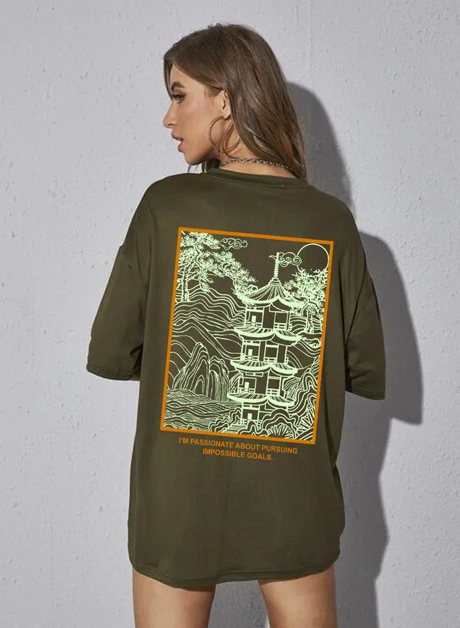 تايك تو تيشيرت بطبعة جرافيك قصة واسعة