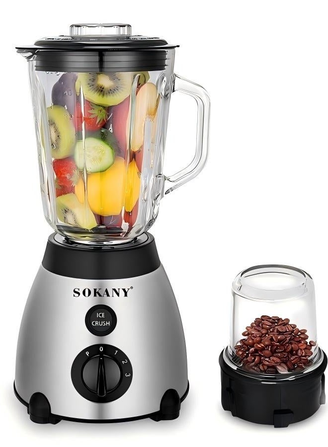 سوكاني خلاط SOKANY متعدد الأغراض بقوة 400 واط مكون من قطعتين مع وعاء غير قابل للكسر سعة 1.5 لتر: معيار أوروبي - Image 4